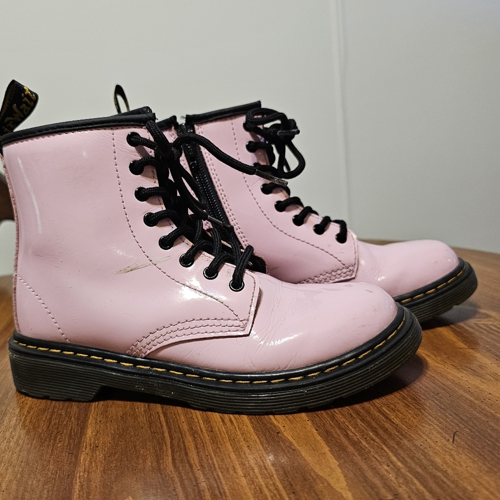Gently worn pink little kid dr martens